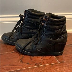 Black Wedge Sneakers